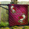 Valentine Premium Quilt - Skulls With Roses Flower Heart It's Valentine Quilt Blanket 13