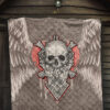 Valentine Premium Quilt Strange Skull With Angel Wings Red Heart Quilt Blanket 7