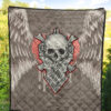 Valentine Premium Quilt Strange Skull With Angel Wings Red Heart Quilt Blanket 5