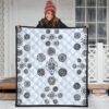 Various Mandala Patterns Black White Premium Quilt Blanket 3