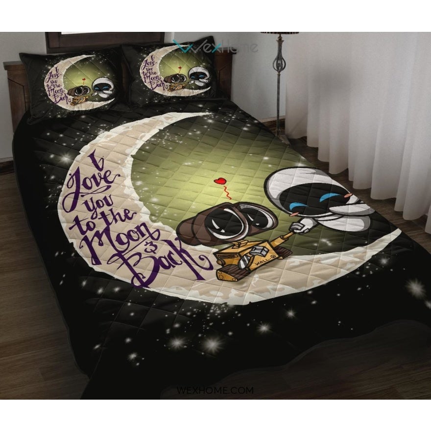 Wall E Couple To The Moon Quilt Bed Sets – Unique Design Amazing Gift