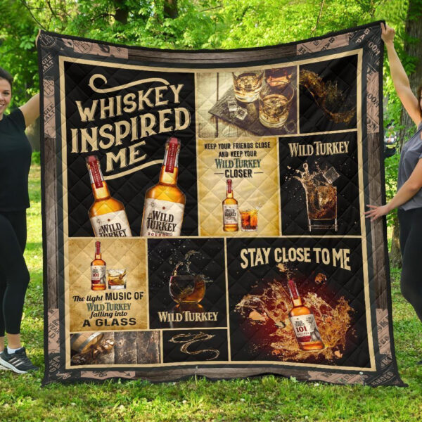 Wild Turkey Quilt Blanket Whiskey Inspired Me Funny Gift