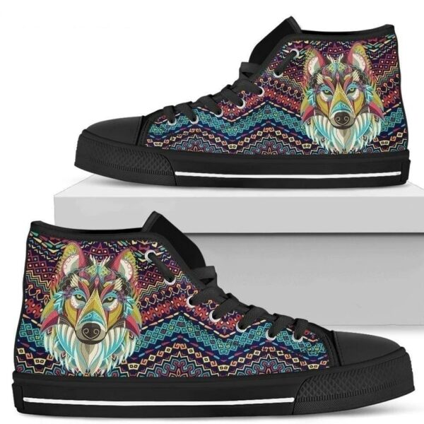 Wolf Native Women High Top Shoes Gift Idea