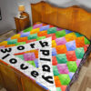 Work Play Love Triangle Colorful Background Premium Quilt Blanket 19