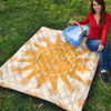 Yellow Astrology Shape Sun Floral Sun Patterns Premium Quilt Blanket 9