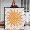 Yellow Astrology Shape Sun Floral Sun Patterns Premium Quilt Blanket 3