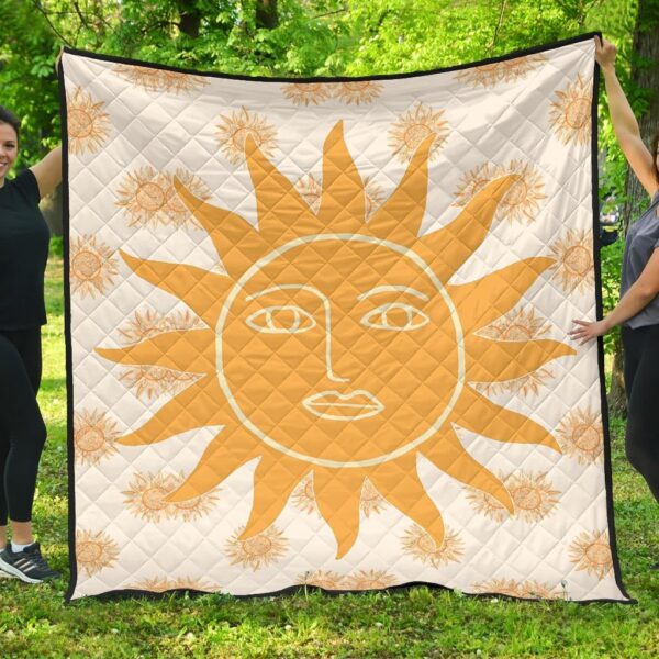 Yellow Astrology Shape Sun Floral Sun Patterns Premium Quilt Blanket