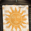 Yellow Astrology Shape Sun Floral Sun Patterns Premium Quilt Blanket 7