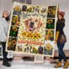 You Are My Sunshine Sunflower Golden Retriever Quilt Blanket 1