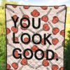 You Look Good Sweet Heart Candy Patterns Premium Quilt Blanket 5