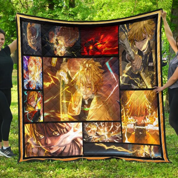 Zenitsu Agatsuma Premium Quilt Blanket Anime Home Decor Custom For Fans