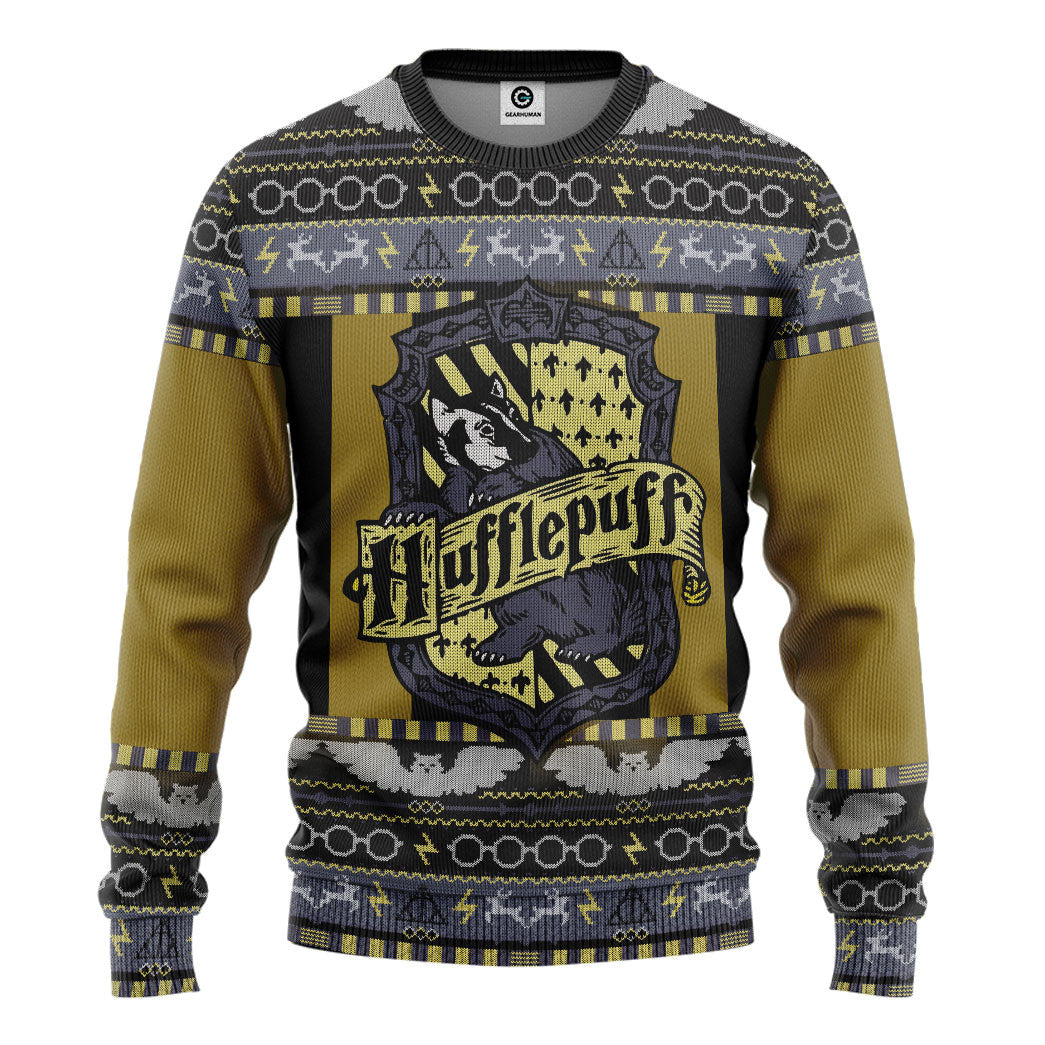 Harry Potter Hufflepuff Ugly Christmas Ver 3 Custom Ugly Sweater