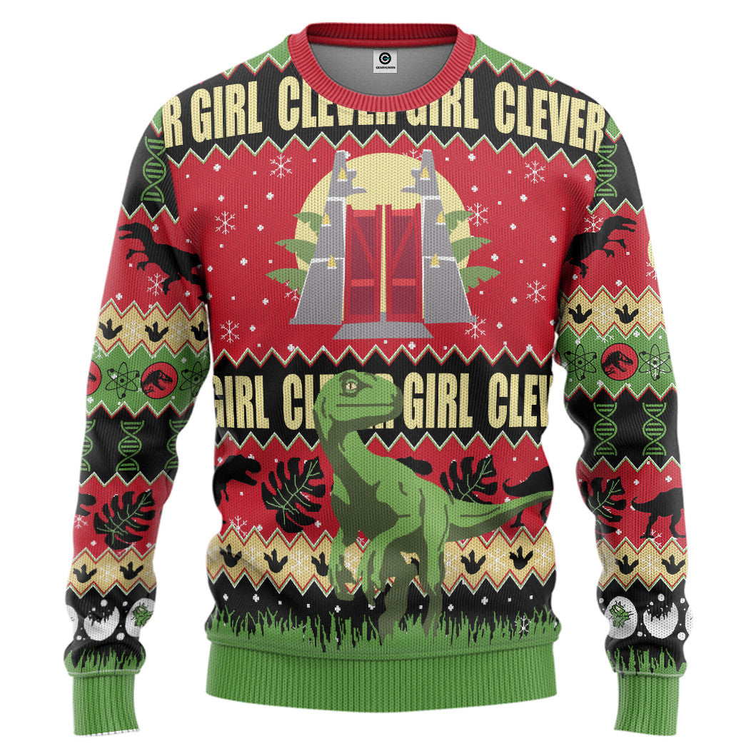 Jurassic Park Clever Girl Ugly Christmas Custom Ugly Sweater