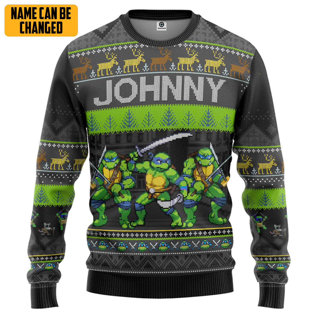 Leonardo TMNT Ugly Christmas New Style Custom Name Ugly Sweater