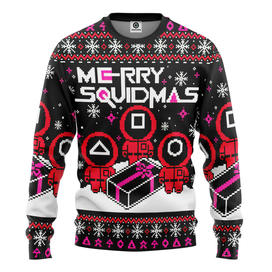 Merry Squidmas Squid Game Ugly Christmas Custom Ugly Sweater