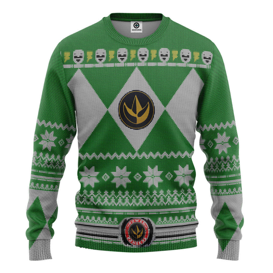 Mighty Morphin Green Power Ranger Custom Ugly Christmas Sweater