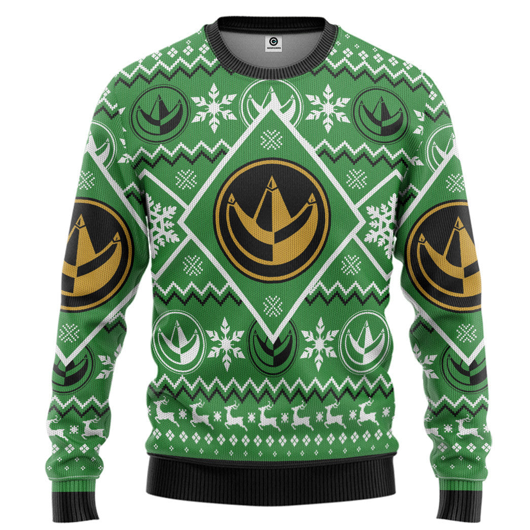 Mighty Morphin Green Power Ranger Custom Ugly Christmas Sweater