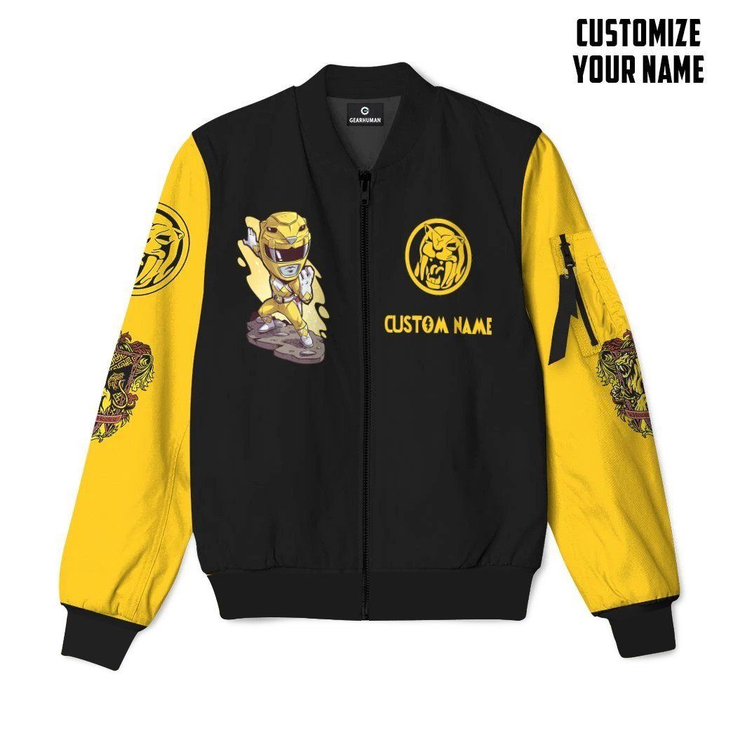 Mighty Morphin Power Ranger Yellow Custom Name Bomber