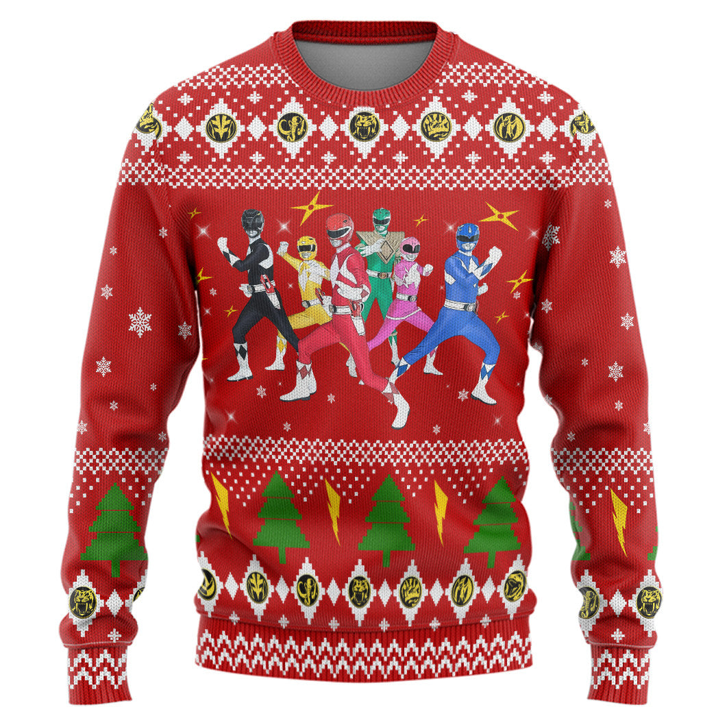 Mighty Morphin Power Rangers Christmas Custom Ugly Sweater