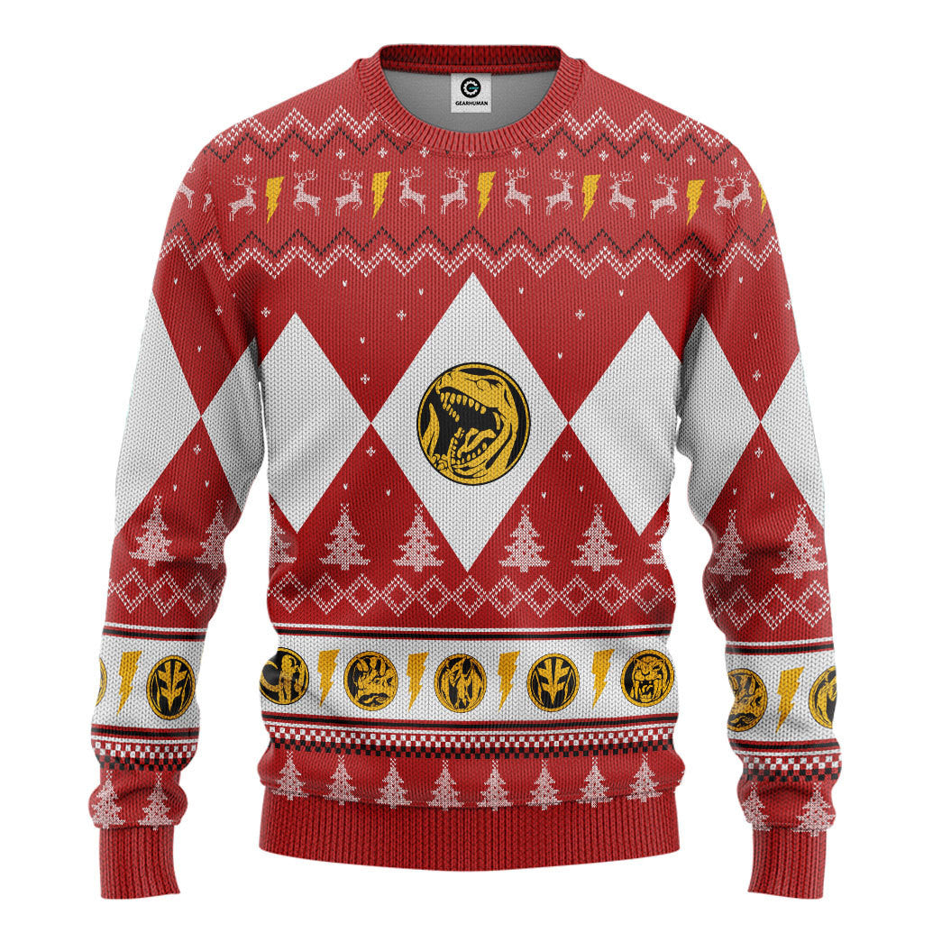 Mighty Morphin Red Ranger Christmas Custom Ugly Sweater