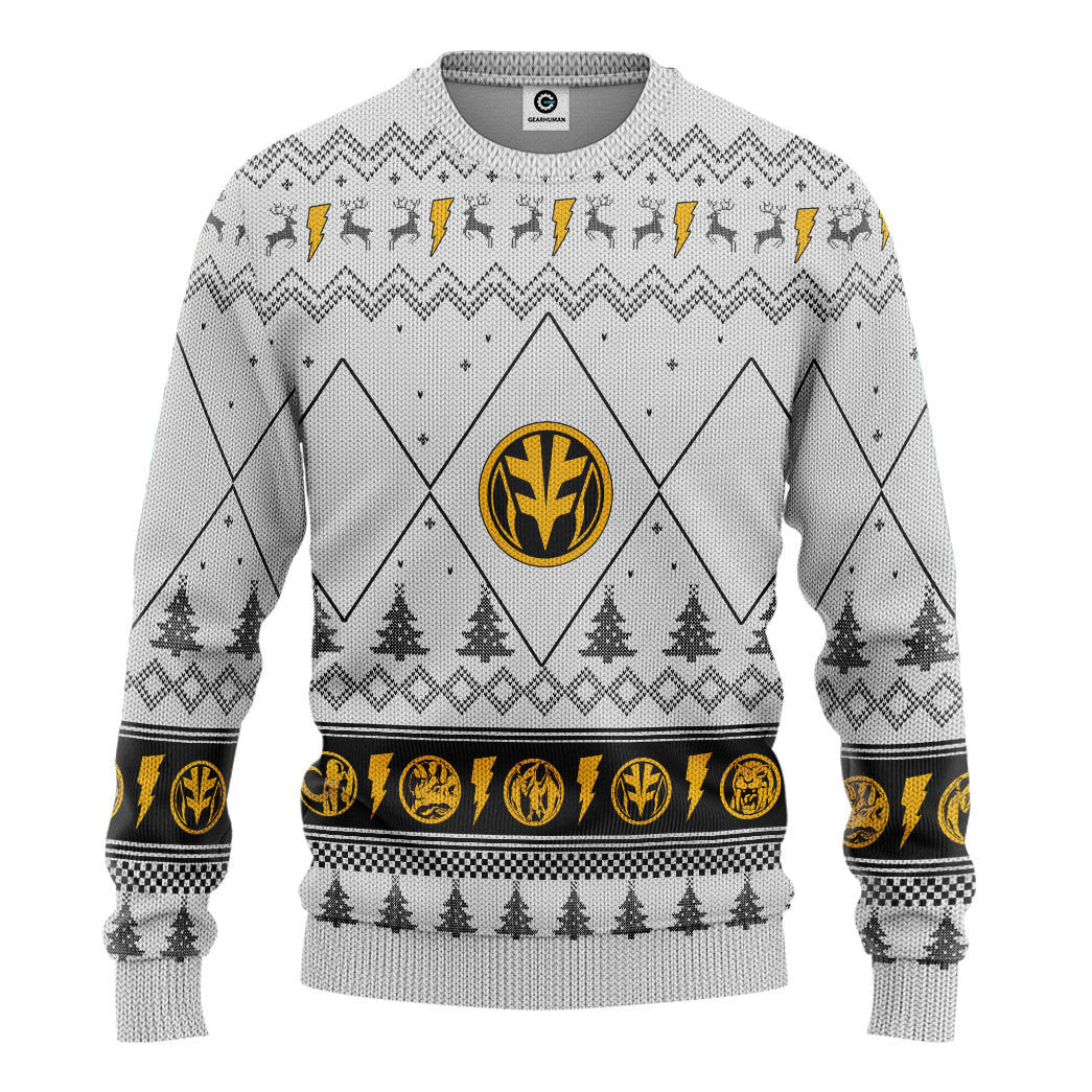 Mighty Morphin White Ranger Christmas Custom Ugly Sweater