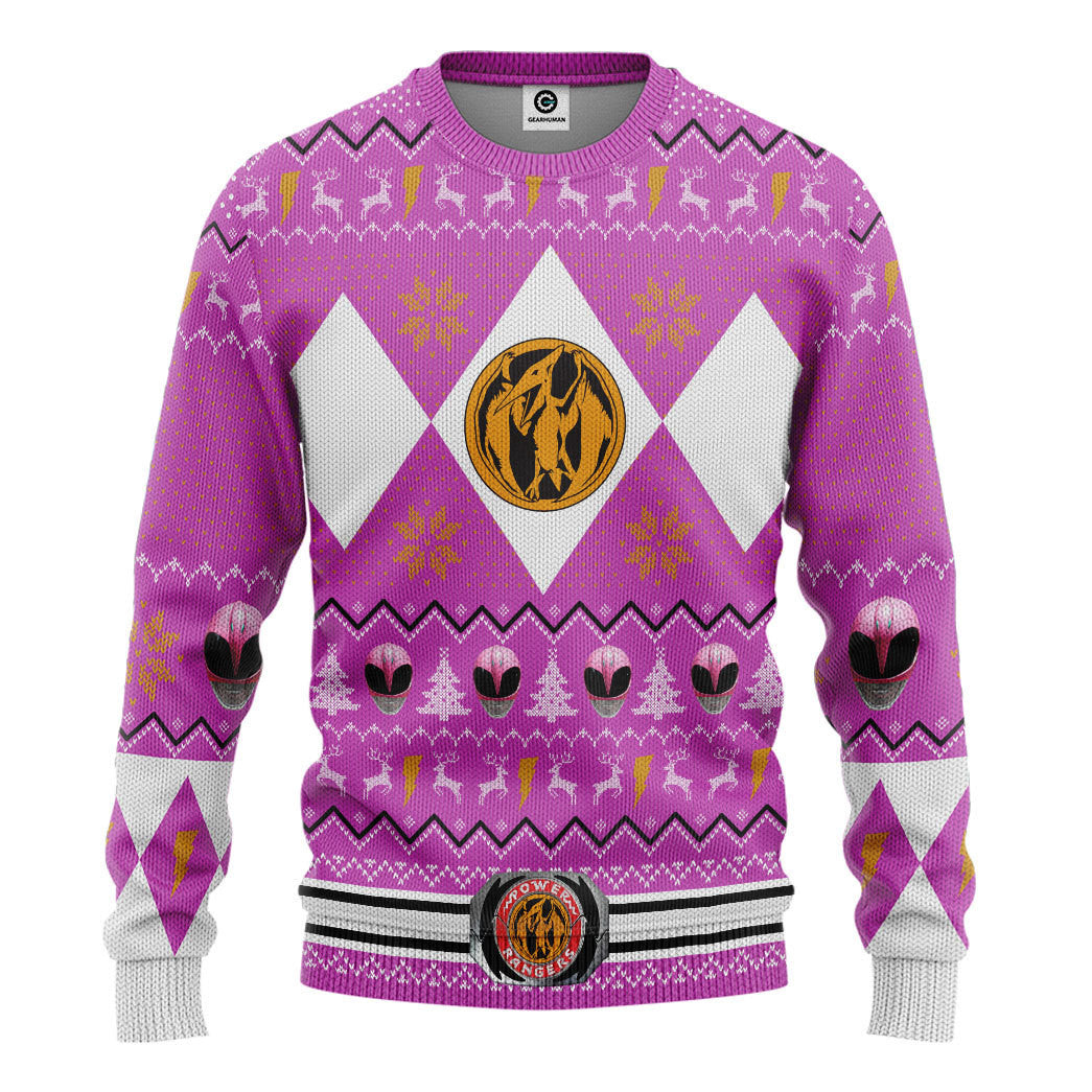 MMPR Pink Ranger Christmas Custom Ugly Sweater