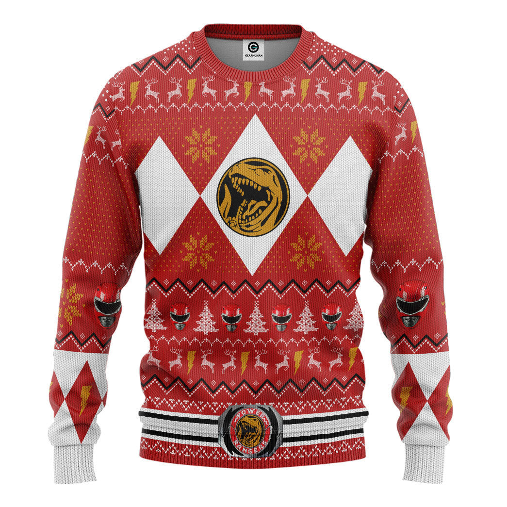 MMPR Red Ranger Christmas Custom Ugly Sweater