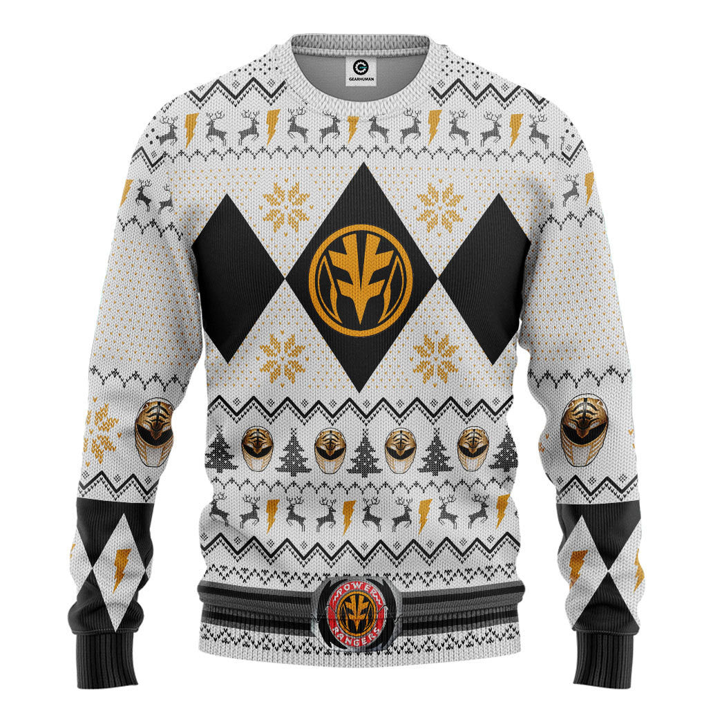 MMPR White Ranger Christmas Custom Ugly Sweater