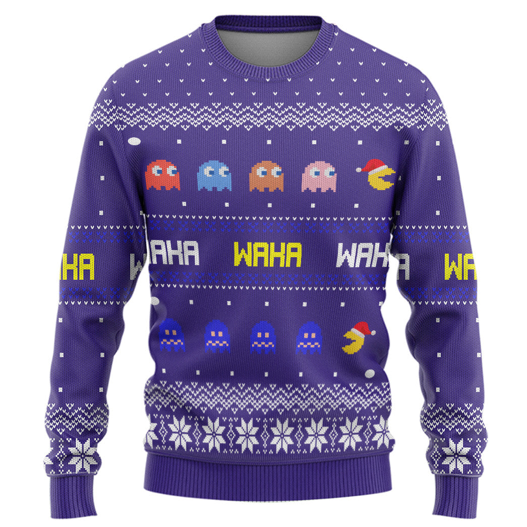 PacMan Waka waka Ugly Christmas Custom Ugly Sweater