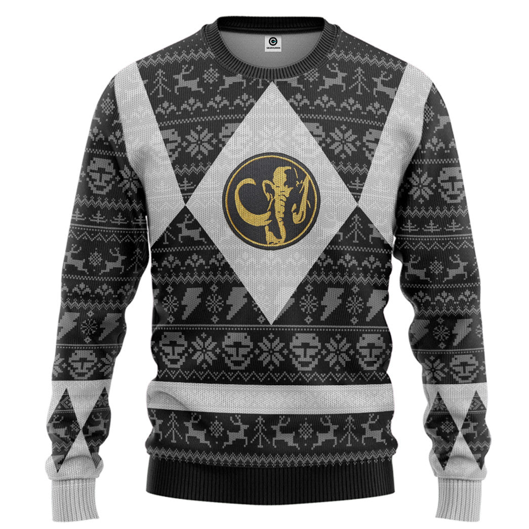 Power Ranger Mighty Morphin Black Power Ranger Ugly Christmas Limited Edition Custom Ugly Sweater