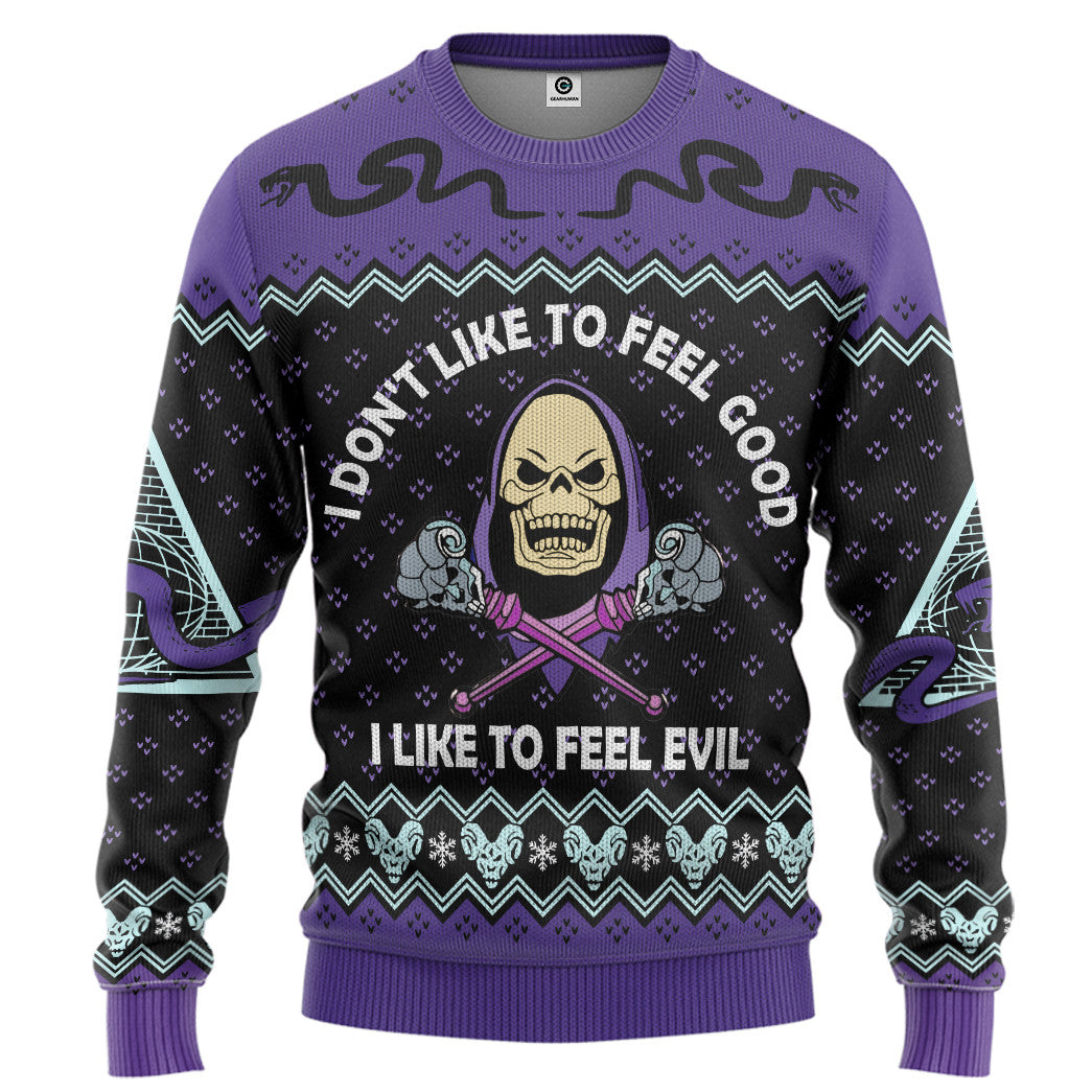 Skeletor He Man I Like To Feel Evil Christmas Custom Ugly Sweater