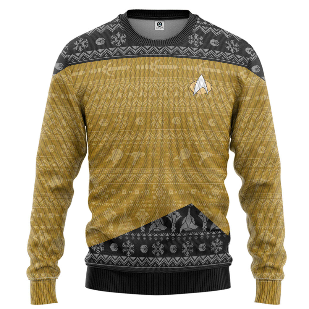 Star Trek The Next Generation 1987 Yellow Ugly Christmas Custom Ugly Sweater