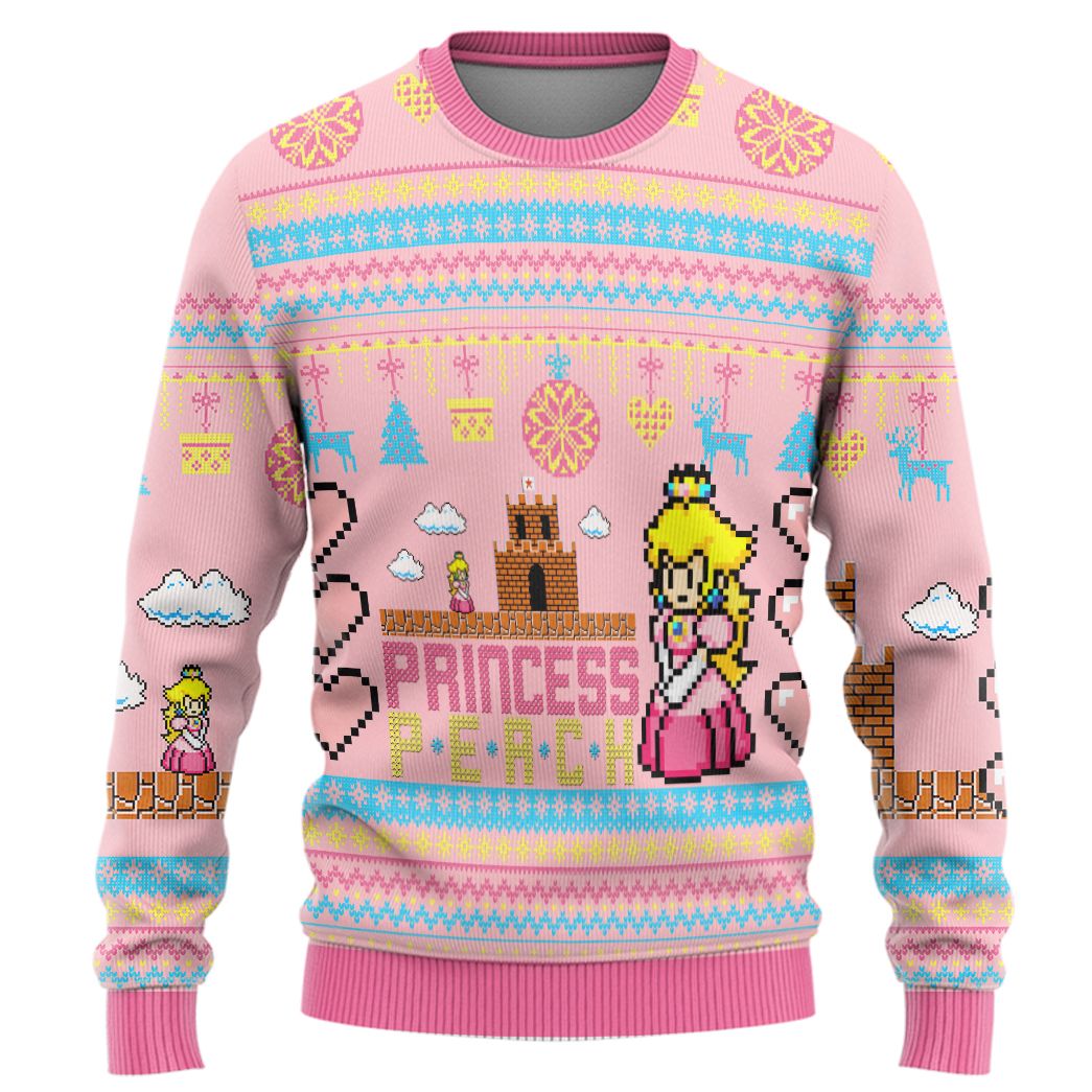 Super Mario Princess Peach Custom Ugly Sweater