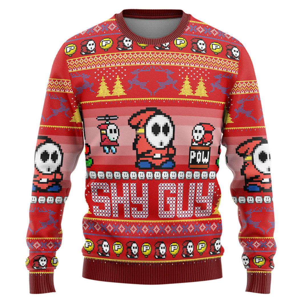 Super Mario Shy Guy Custom Ugly Sweater