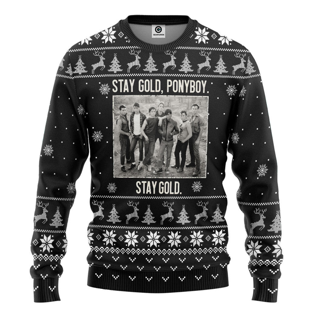 The Outsiders Stay Gold Ponyboy Stay Gold Christmas B&W Style Custom Ugly Sweater