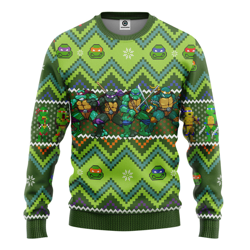 TMNT Turtles Ugly Christmas Ver 2 Custom Ugly Sweater