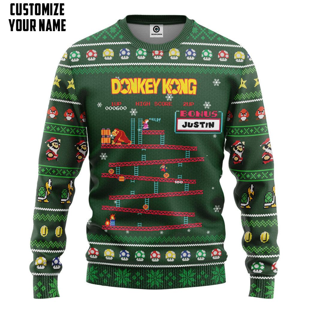 Ugly Donkey Kong Christmas Custom Name Ugly Sweater