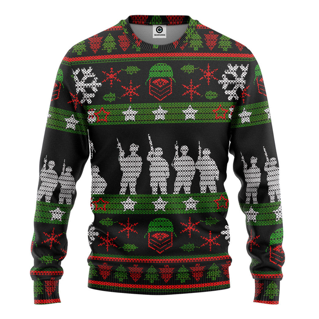 Veteran Soldier Present Custom Ugly Christmas Sweater