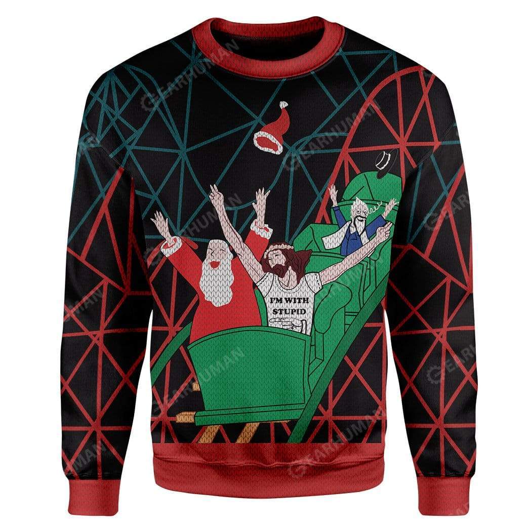 Custom Ugly Santa And Jesus Christmas Sweater Jumper