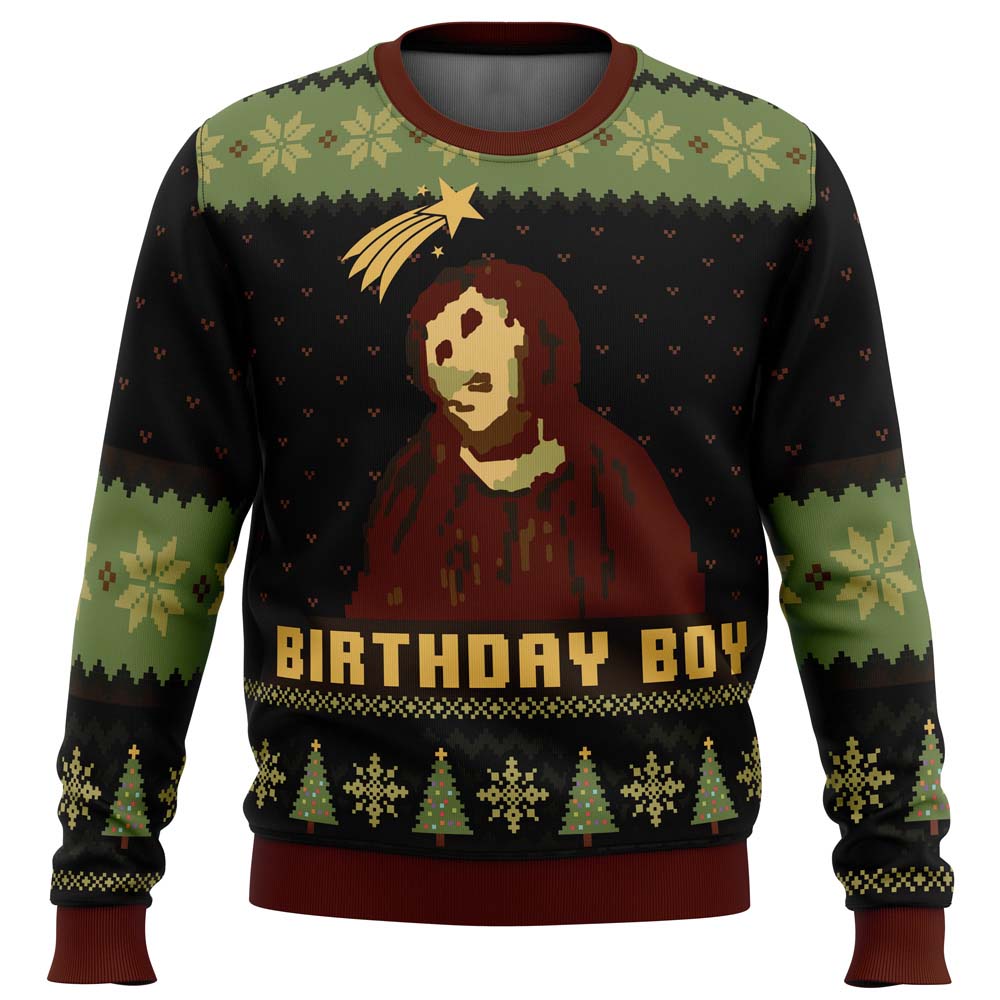 Birthday Boy The Ruined Fresco Of Jesus Ugly Christmas Sweater