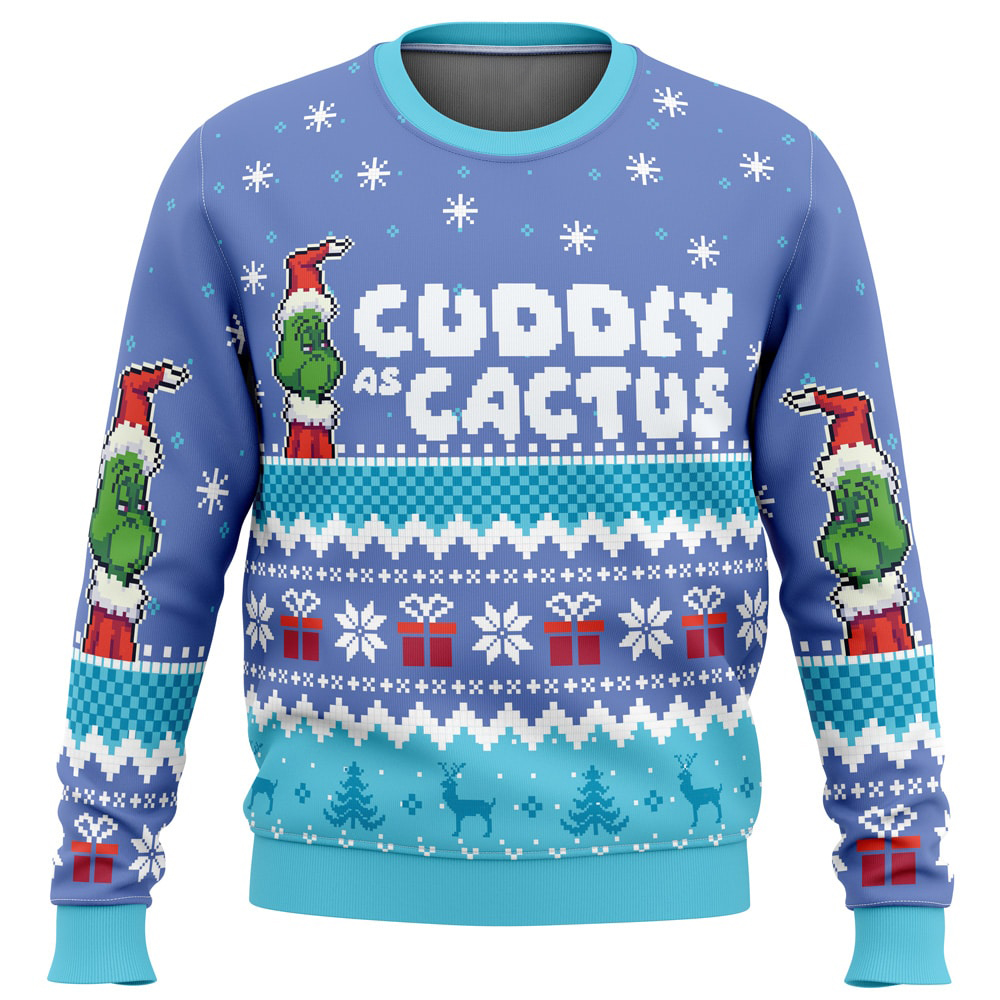 Cuddly as a Cactus Grinch Ugly Christmas Sweater