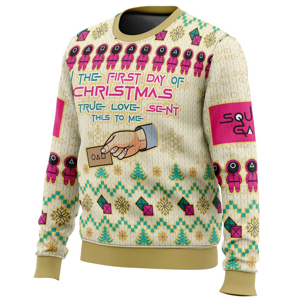 On the First Day of Christmas Squid Game Christmas Sweater 1