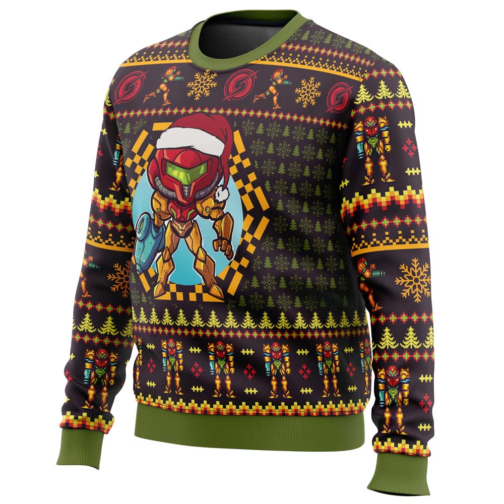 Santa Samus Aran Metroid Ugly Christmas Sweater 1