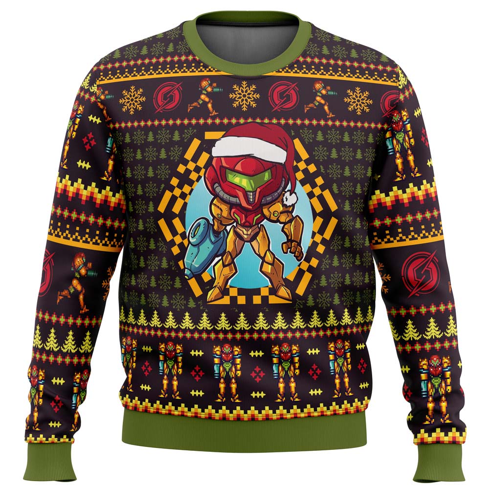 Santa Samus Aran Metroid Ugly Christmas Sweater