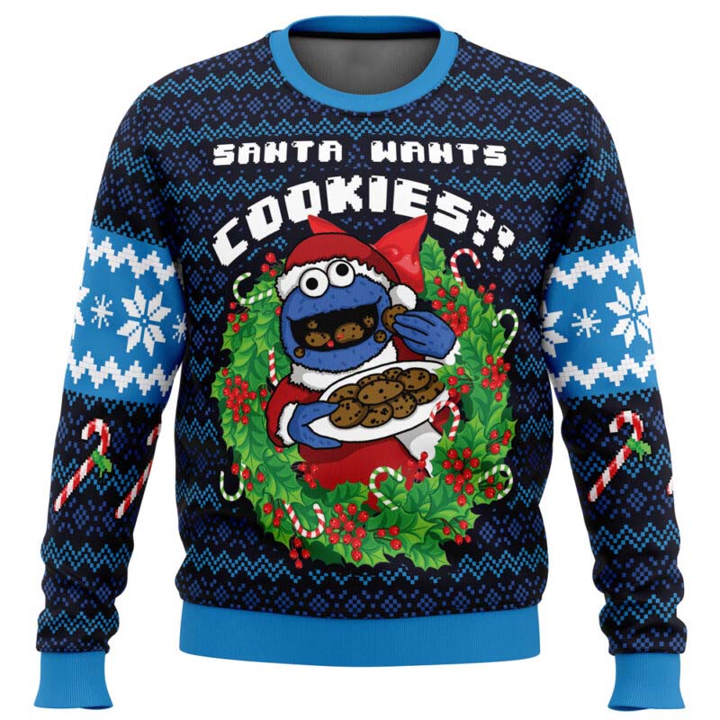 Santa's Cookies Cookie Monster Ugly Christmas Sweater 3