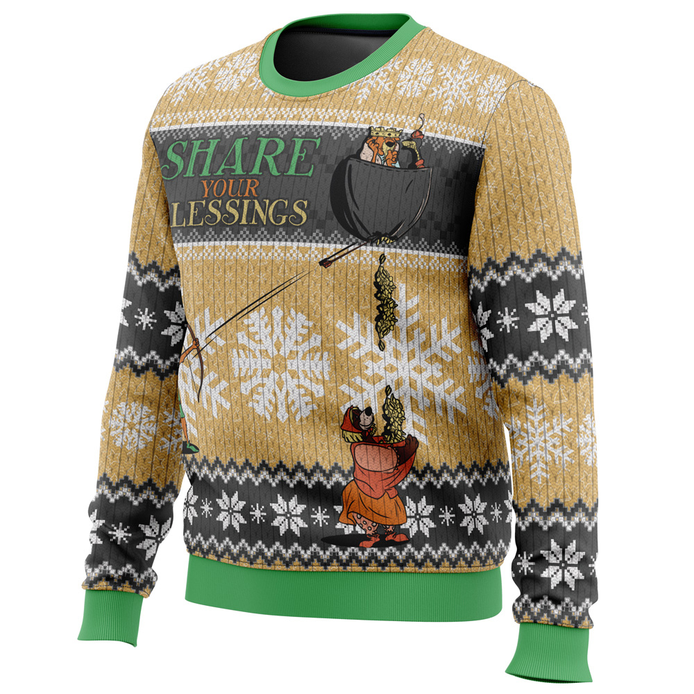 Share Your Blessings Robin Hood Disney Ugly Christmas Sweater 1