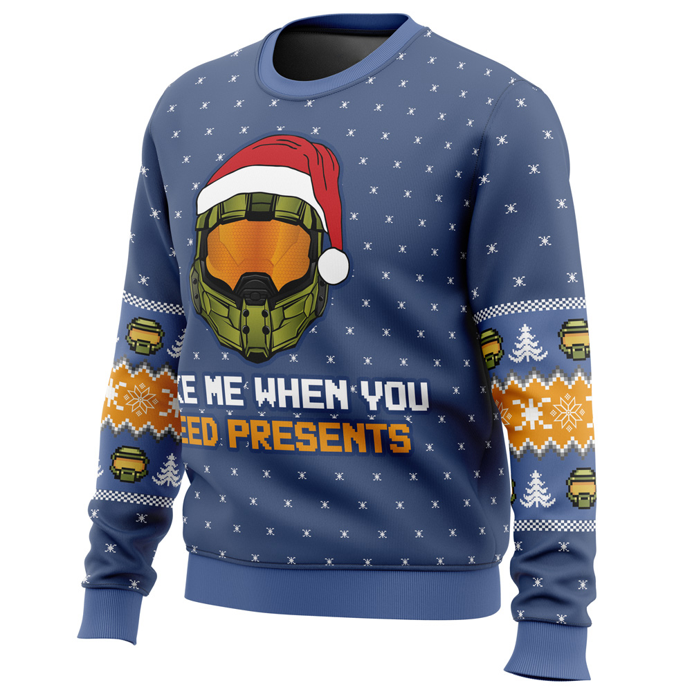 Wake Me When You Need Presents Halo Ugly Christmas Sweater 1