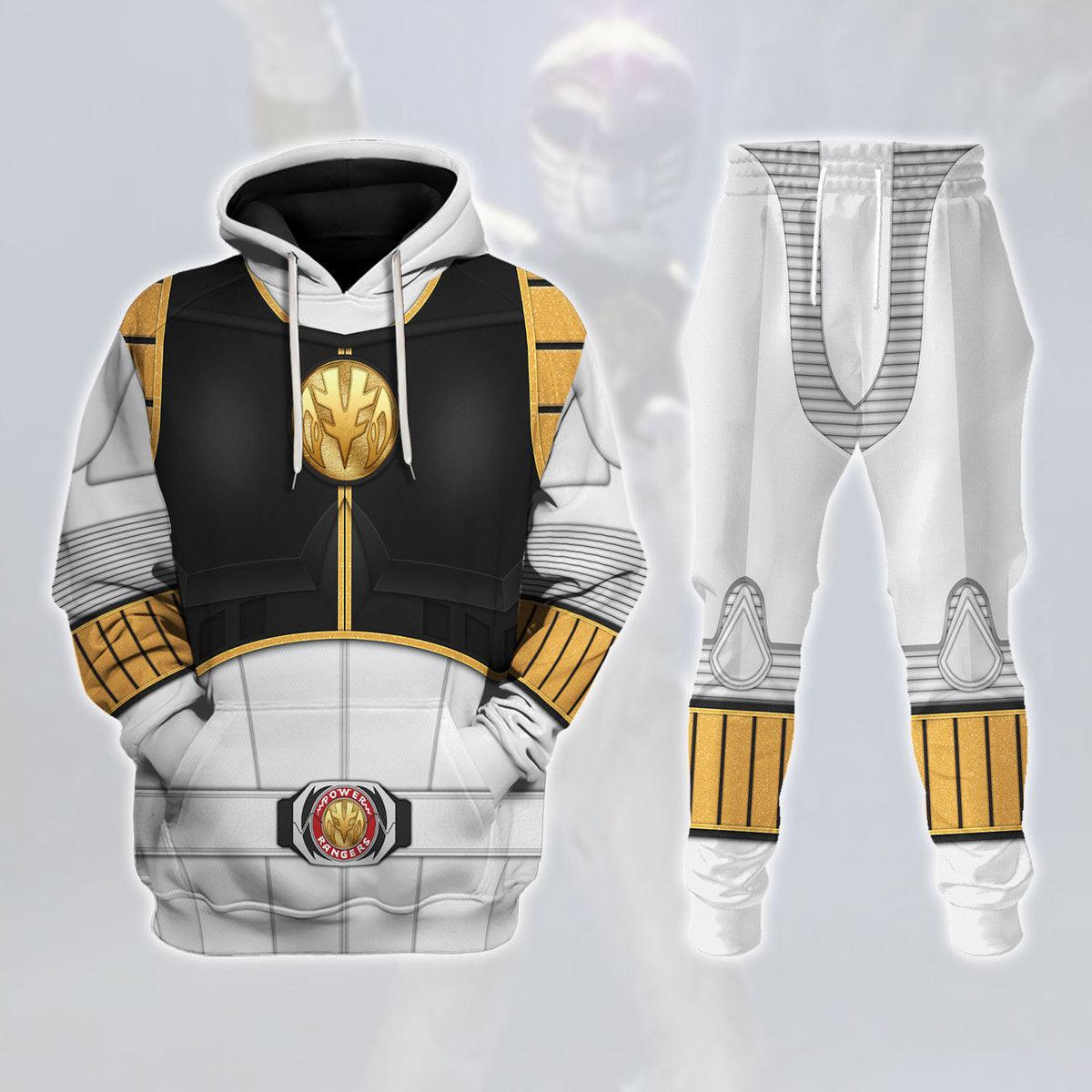 1995 White Ranger Mighty Morphin Hoodies Sweatshirt T-shirt Hawaiian Tracksuit