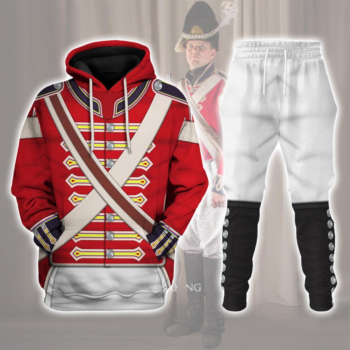 23rd Foot (Royal Welch Fuzileers ) Private â€“ Grenadier Company (1802-1812) Uniform All Over Print Hoodie Sweatshirt T-Shirt Tracksuit