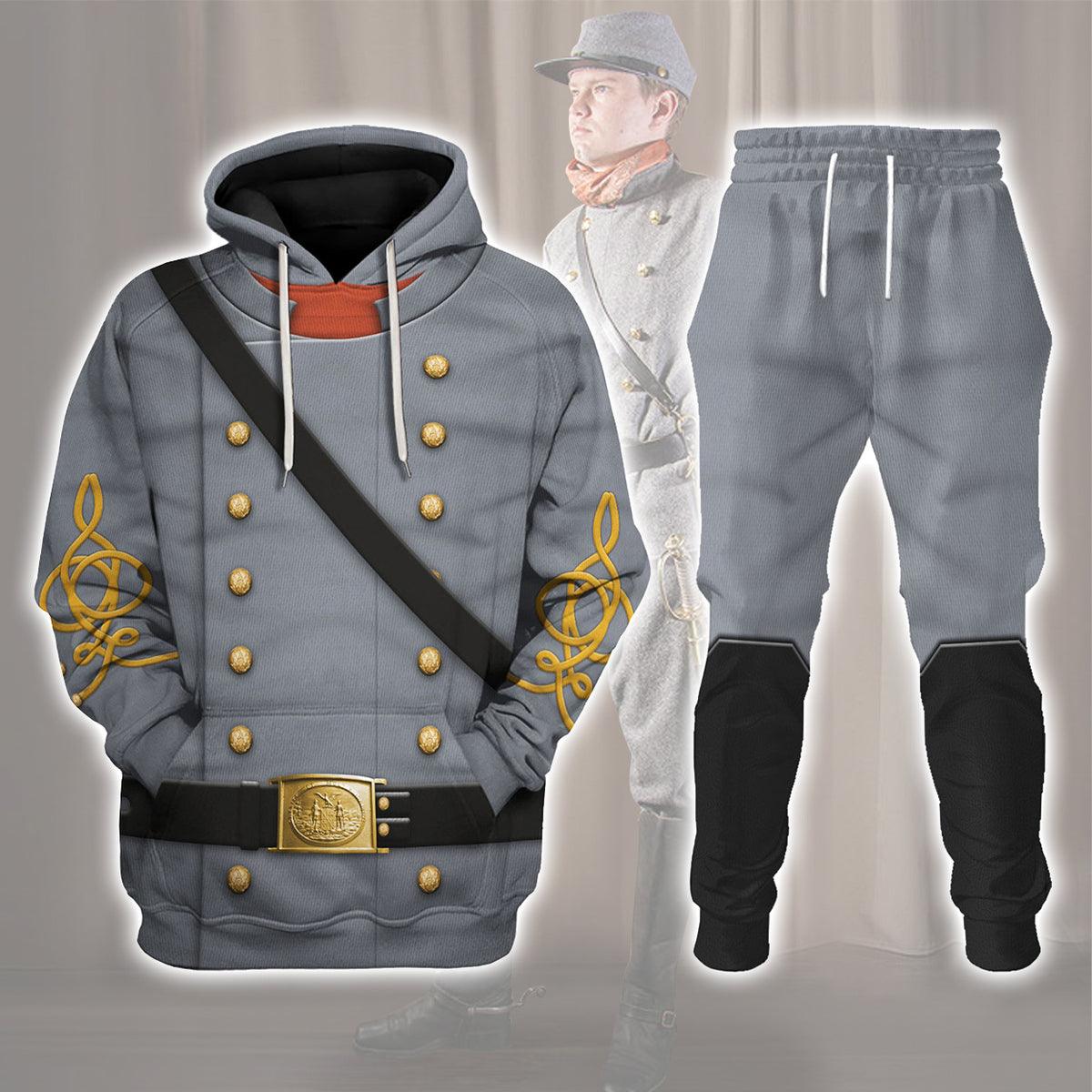 American Confederate Army-Cavalry Officer Uniform All Over Print Hoodie Sweatshirt T-Shirt Tracksuit